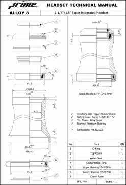 Prime Doyenne Integrierter Steuersatz (1-1/8"-1,5") -Mountainbike Verkäufe Prime Doyenne 1 1 8 1 5 Integrated Headset Headsets Black PD11815IH8 1 scaled