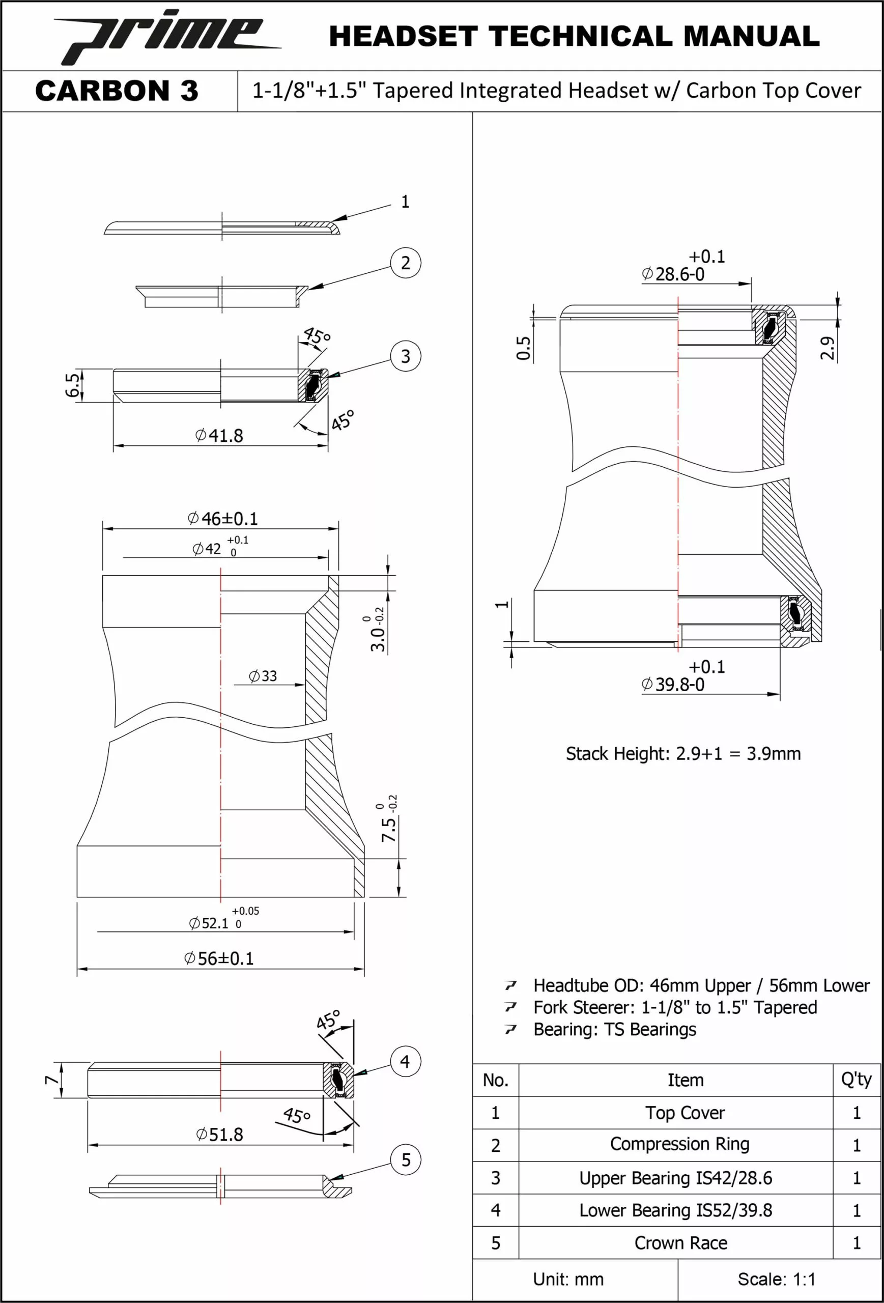 Prime Primavera Integrierter Steuersatz (1-1/8"-1,5") 6 Prime Primavera Integrierter Steuersatz (1-1/8"-1,5") – Bild 6