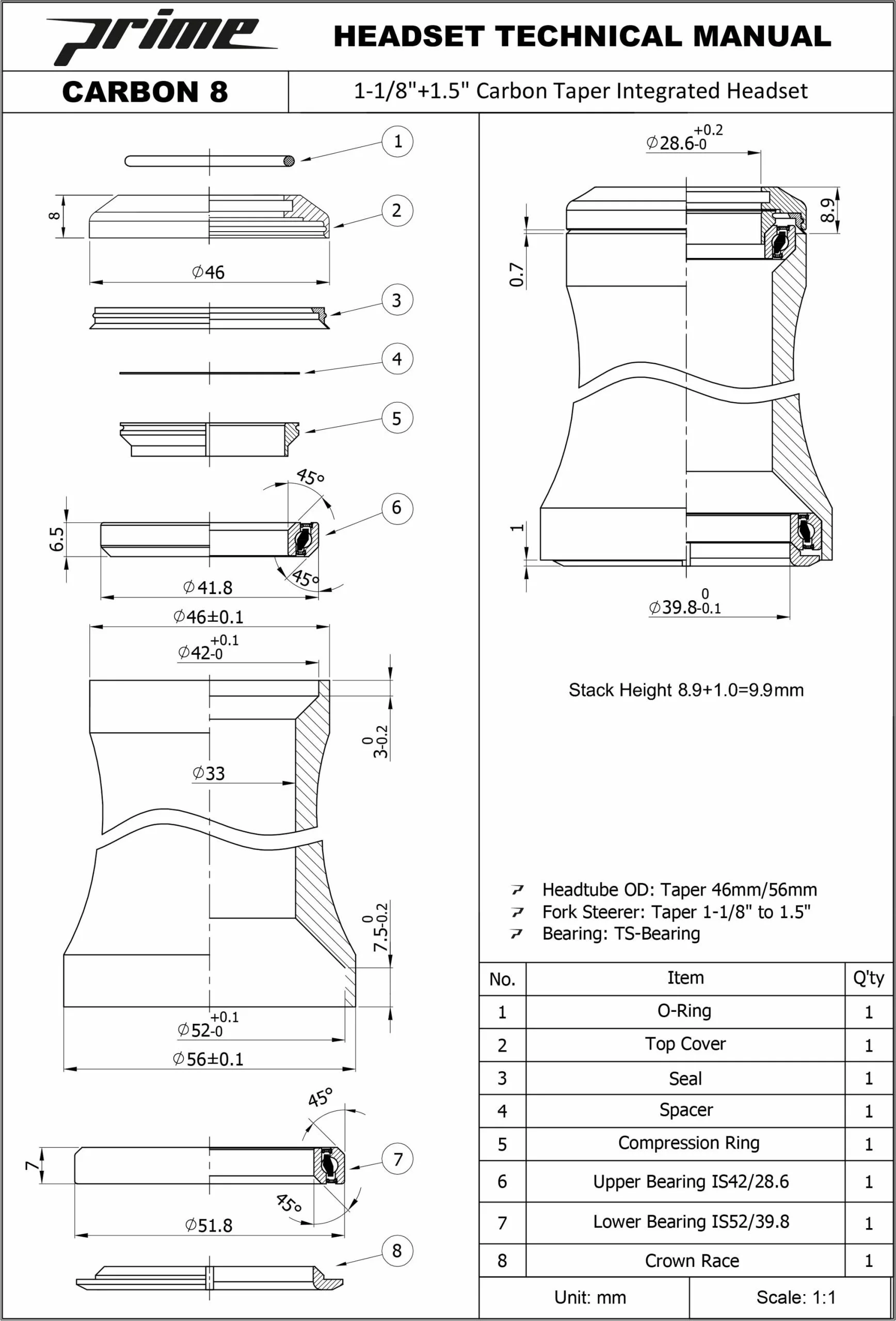 Prime Primavera Integrierter Steuersatz (1-1/8"-1,5") 5 Prime Primavera Integrierter Steuersatz (1-1/8"-1,5") – Bild 5